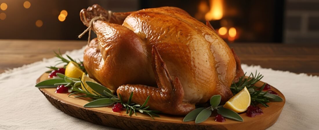 Classic Moist Thanksgiving Turkey with Rosemary–Sage Butter & Pan Gravy